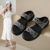 Sandalias de Mujer, Estilo Chino, Antideslizantes, Verano, Playa, Estampado Retro, Tacón de Cuña, Zapatos de Mujer de Talla Grande, Zapatos de Exportación de Suela Blanda