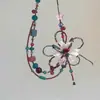 Colar Floral com Contas Estilo Floresta Dopamina Doce e Fresco Vibração Primavera-Verão Colar Floral com Contas Corrente para Clavícula