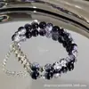 Pulseira de Vidro Explosão Gradiente Preto-Roxo Estrelado Mais Vendida para Mulheres, Pulseira Temática Galáxia, Presente de Nicho para Melhores Amigas, Estilo Doce e Descolado