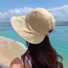 Sombrero de Pescador para Mujer Xia Ke con Cola de Caballo Sombrero de Sol Estilo Coreano Versátil Gorra de Protección Solar Sombrero de Sol Delgado de Algodón