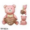 Amazon Día de San Valentín Globo Oso de Dibujos Animados de Pie Flor de Rosa Labios en Forma de Corazón Globo Decoración Festival Qixi