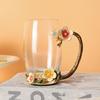 Tazas de Esmalte al por Mayor del Fabricante, Estilo Nuevo para Mujer, Alto Valor Estético, Tazas de Té con Flores para el Hogar, Vasos de Agua Exquisitos para la Oficina, Uso para Maestros
