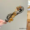 Pinza para el pelo con forma de ocho retorcido, con cuentas degradadas y pedrería, estilo coreano, para mujer, con un toque de alta gama, adecuada para la parte trasera completa de la cabeza, pinza banana para recogidos