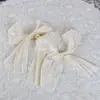 Bolsa de Gasa Perlada Satín Nieve Accesorios para el Cabello Hechos a Mano DIY Decoración de Flor de Lazo Grande Plisado Ramo de Flores Cinta de Satín Cinta de Satín