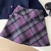 Wumei Zijiang 2025 Nuevo Conjunto de Otoño para Niñas Suéter de Punto Cárdigan Falda a Cuadros de Bebé Conjunto de Dos Piezas