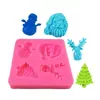 Molde de silicona para pastel de Navidad, serie navideña, árbol de Navidad, alce de nieve, calcetines navideños, molde de silicona para chocolate y azúcar plegable