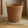 Cesta de Almacenamiento para Baño, Cesto para Ropa Sucia de Dormitorio, Cesta para Ropa Sucia Doméstica de Alto Valor Estético, Cesto para Ropa Sucia Tejido tipo Ratán para Baño