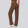 Nuevos pantalones anchos casuales de cintura alta, de color liso, doble cara, de nailon cepillado, para deportes, correr, fitness y yoga