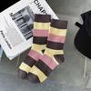 Calcetines Rosas para Mujer, Calcetines de Media Caña de Doble Aguja de Algodón de Bambú, Calcetines de Rizo Bordados con Dibujos Animados para Cuatro Estaciones, Calcetines Japoneses de Rayas al Por Mayor