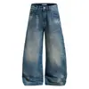 Jeans Curvos Lavados Estilo Vintage Oversize, Pantalones de Papá para Hombre Moda Callejera Americana Retro, Pantalones Largos Versátiles de Pierna Ancha Japoneses