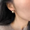Pendientes de Perla Color Café Maillard para Mujer, Aguja de Plata, Diseño de Nicho, Pendientes de Gama Alta, Nuevos Pendientes Populares 2025