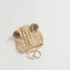 Chapéu de Bebê Chenjing Outono e Inverno Novo Chapéu de Tricô Fofo com Orelhas à Mão Chapéu Pulôver à Prova de Vento e Quente para Bebê Menino e Menina