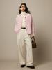 Cárdigan Suéter de Alpaca Rosa con Cuello Redondo y Forro de Felpa Larga 2026 Nuevo Chaqueta de Punto Holgada para Mujer Top de Otoño e Invierno para Mujer