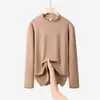 Camiseta Base Gruesa de Manga Larga con Cuello Alto Medio para Mujer 2026, Otoño/Invierno Ajustada Simple de Moda DeRong Versátil