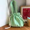 Bolsa de Lona Minimalista com Cordão, Bolsa de Mão Estilo Japonês, Bolsa Grande de Cor Sólida com Cordão para Marmita Venda por Atacado