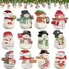 36 Piezas Adornos de Muñeco de Nieve Navideño Decoración Madera Rojo Muñeco de Nieve Colgante Árbol de Navidad Manualidades Fiesta de Navidad