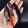 Piedra Natural Piedra Semipreciosa Amatista Ojo de Tigre Cristal Rosa Cono Hexagonal de Doble Punta Colgante DIY Collar Joyería Colgante Transfronterizo