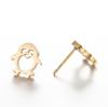 Aretes Navideños de Invierno Moda Acero Inoxidable Lindos Nuevos Elegantes Nicho Animal Pingüino Hélice de Oreja Clavo de Hueso Ins Venta al por Mayor