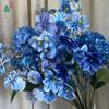 26 Anos de Materiais Florais Azul Escuro de Alta Qualidade, Materiais de Flores de Seda para Vitrines, Paisagismo, Adereços para Estúdio de Fotografia, Flores Artificiais