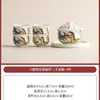 Gaiwan de Tres Talentos con Divertido Patrón de Ocho Caballos Estilo Chino, Puede Flotar y Girar Sin Calentarse, Tazón para Preparar Té Kung Fu, Taza de Té, Juego de Té