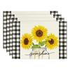 Mantel Individual Exclusivo Transfronterizo de Lino para Primavera y Verano Flor de Girasol Cocina Decorativa Mesa de Comedor Aislamiento Térmico Tapete Antimanchas