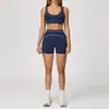 Conjunto de Yoga Transfronterizo Casual con Bloques de Color Cepillado y Doble Tirante, Ropa Deportiva de Fitness de Gama Alta para Mujer, Conjunto para Correr y Entrenamiento