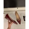 Sapatos de Salto Interno Bico Fino Salgueiro Sapatos Únicos Femininos Primavera e Outono 2025 Novo Verão Estilo Francês Vermelho Sapatos de Noiva para Casamento