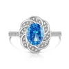 Anel Coroa de Flor de Ovo de Pombo com Corte Flor de Gelo de Pedra Preciosa Colorida Mais Vendido no TikTok Inlaid com Joias de Diamante de Alto Carbono Super Brilhantes para Transmissão ao Vivo Dropshipping