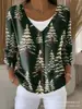 Nueva sudadera con botones de manga larga y cuello en V transfronteriza para otoño e invierno, chaqueta suéter de moda con personalidad impresa en 3D suelta para mujer