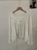 Camiseta Omalai Manga Longa Patchwork com Borda Franzida, Falsa Peça Dupla para Mulheres, Estilo Coreano de Primavera, Slim Fit, Gola Redonda, Atacado 6515