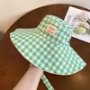 Novo Estilo Chapéu de Pescador para Mulheres, Moda Coreana Versátil de Listras para o Verão, Chapéu de Sol, Chapéu Balde Emagrecedor