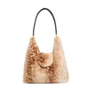 Bolso Tote Retro de Peluche Transfronterizo para Mujer 2026 Nuevo Bolso Peludo de Gama Alta Gran Capacidad para Viajar Bolso de Hombro Único