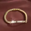 Exquisito y de Alta Gama Pulsera Cubana Estilo Cadena Incrustada con Circonitas para Hombres y Mujeres, Lujo Ligero y Sensación de Alta Gama, Pulsera de Cobre Puro para Mujer