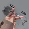 Se Pueden Equipar con Lentes de Miopía que Cambian de Color, Lentes de Marco Grande Anti-Luz Azul Marco Marrón Frío, Lentes Planos de Marco Grande de Moda para Mujer al por Mayor