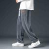 Pantalones de pana gruesos con forro polar para hombre, de marca de moda, holgados, rectos, de pierna ancha, informales, de invierno, para hombre.