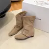Botas Cuadradas con Pliegues y Volantes para Mujer, Aumento de Altura de 6 cm, Modelo Nuevo 2026, Botas de Moda Versátiles de Gama Alta, Botas de Media Caña