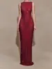 Cierre de Cremallera Comercio Exterior Nuevo Estilo Cintura Ajustada Vestido Largo Moda Europea y Americana Otoño Mujer Abertura Sexy Ajustado Elegante Vestido de Color Sólido
