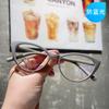 Gafas de montura pequeña con contraste de color de ojo de gato para mujer, gafas planas antiluz azul retro europeas y americanas, se pueden equipar con montura de gafas personalizada para miopía, de moda