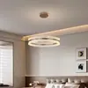 Lámpara de araña de cristal de lujo ligero para sala de estar, estilo italiano minimalista, lámpara circular de alta gama para hotel y villa, accesorio de iluminación LED de protección ocular, hierro