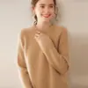 Suéter de tricô de cashmere grosso, gola redonda, cor sólida, para mulheres, modelagem solta e emagrecedora, perfeito como uma camada base quente para o outono e inverno