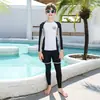 Roupa de Banho Infantil Transfronteiriça para Crianças Maiores, Conservadora com Manga Longa e Calça Longa, Proteção Solar Esportiva para Jovens, Roupa de Mergulho Surfe, Rash Guard