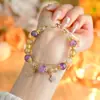 Pulsera Original de Cristales Naturales Personalizada de las Doce Constelaciones Estilo Fresco Moda Nueva Popular en Transmisiones en Vivo en Red Pulsera para Mujer