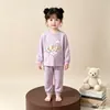 2026 Novo Roupa de Casa para Meninas Conjunto de Pijama Fofo Desenho Animado de Cachorro Roupa de Casa Fofa Conjunto de Duas Peças Primavera e Outono