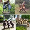 Escultura Personalizada de Coelho em Bronze Fundido Animal do Zodíaco Coelho Dançante Estátua de Bronze Ornamento para Exterior Grande
