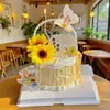 Decoración de Pasteles Adornos de Cesta de Flores de Perla para el Día del Maestro Tarjeta de Felicitación Feliz Día del Maestro Ramo de Girasoles Enchufe