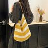 Bolso de Paja Rayado de Gran Capacidad para Mujer 2025 Verano Nuevo Bolso de Hombro para Playa Viaje Marítimo Bolso Tote Bandolera