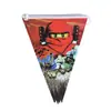 Decorações de Festa Ninjago Vermelhas Mais Vendidas Pratos de Papel de Aniversário Copos de Papel Banners Balões Conjunto de Louças Suprimentos