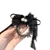 Pinza de Pato con Lazo de Encaje Francés para Mujer, Pinza Retro Estilo Celebridad de Internet para Flequillo Lateral, Nuevo Elegante Accesorio para el Cabello