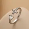 Aogu Nicho Europeu e Americano Cobre Banhado a Ouro Real Zircônia Incrustada Cruz Geométrica Anel Aberto Feminino Ins Anel Personalizado Moderno