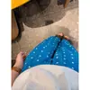 Pantalones de pijama casual estilo coreano retro con estampado de lunares azules para mujer, verano 2026, finos, talla grande, corte holgado, pantalones largos para casa